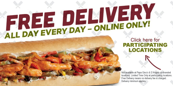 Free Delivery! All Day Every Day - Online Only! Click here for participating locations.